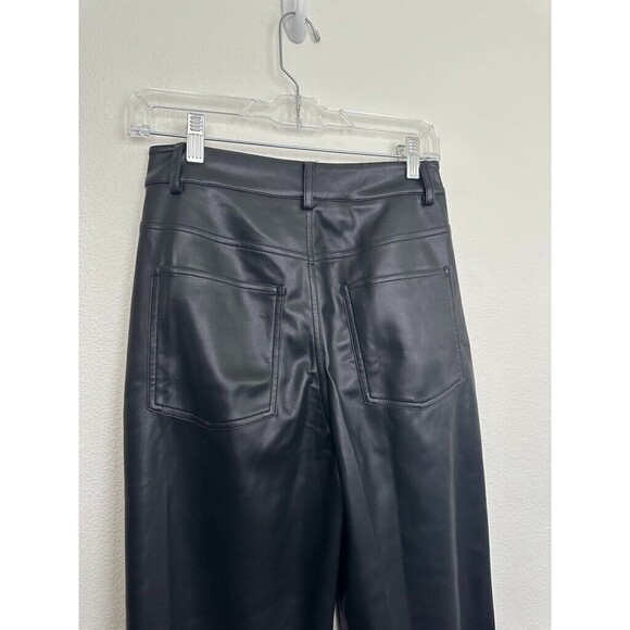 Commense Women's High Rise Leather Pants Straight Leg Black Size Medium Y2K Moto - Picture 6 of 7